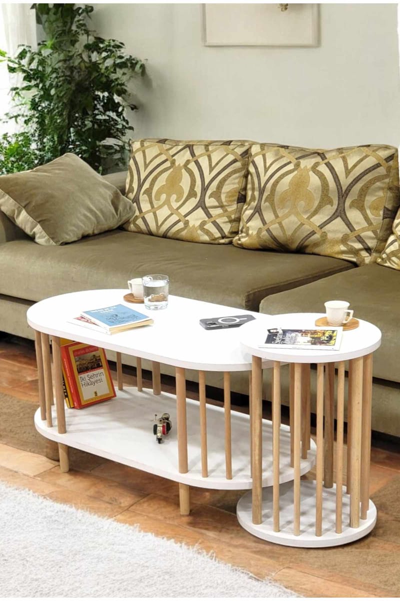 Belvo Soffbordsset 90x43x45 cm - Vit - Möbler - Bord & matgrupper - Soffbord
