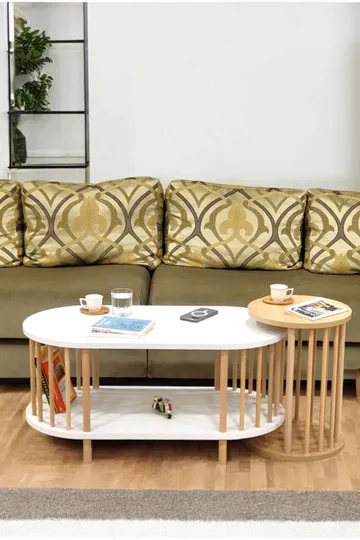 Belvo Soffbordsset 90x43x45 cm - Vitt och safirek - Möbler - Bord & matgrupper - Soffbord