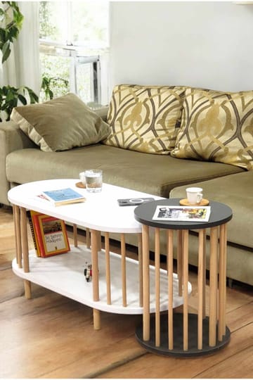 Belvo Soffbordsset 90x43x45 cm - Vitt/Antracit - Möbler - Bord & matgrupper - Soffbord