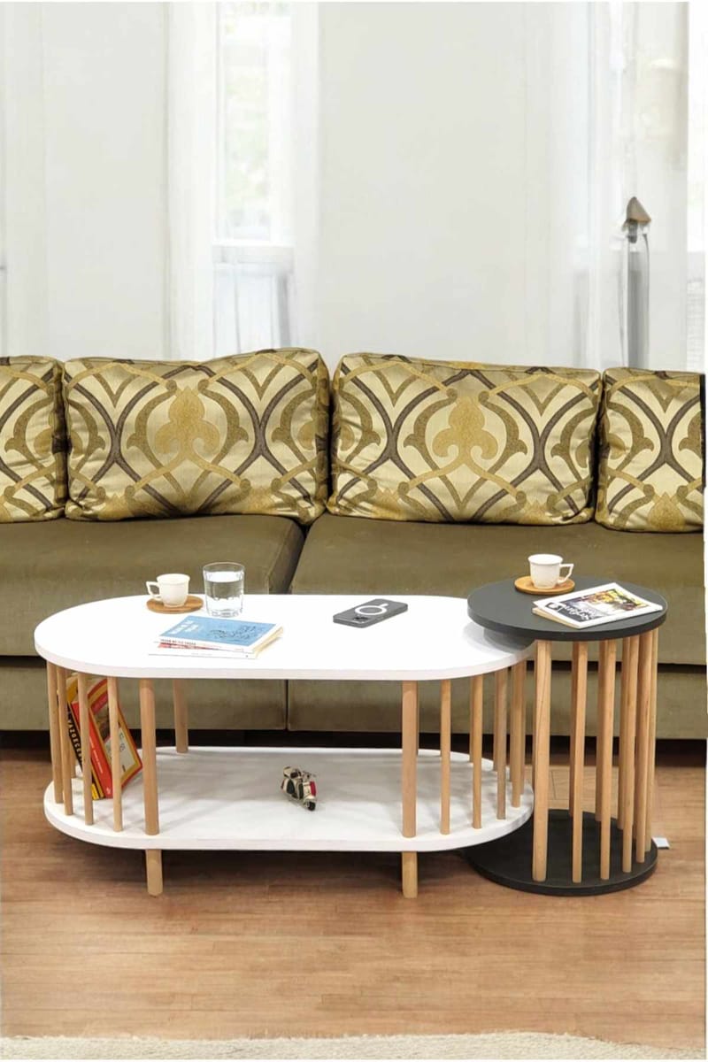 Belvo Soffbordsset 90x43x45 cm - Vitt/Antracit - Möbler - Bord & matgrupper - Soffbord