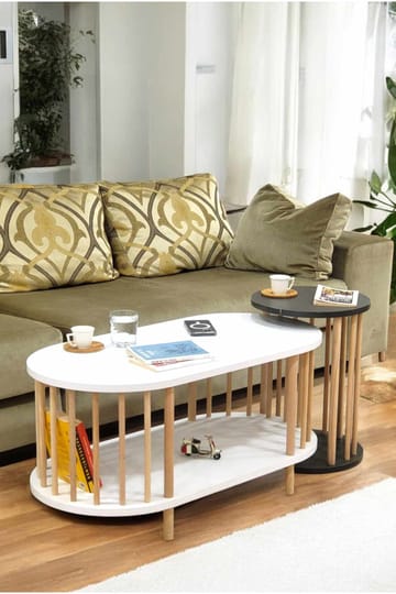 Belvo Soffbordsset 90x43x45 cm - Vitt/Antracit - Möbler - Bord & matgrupper - Soffbord