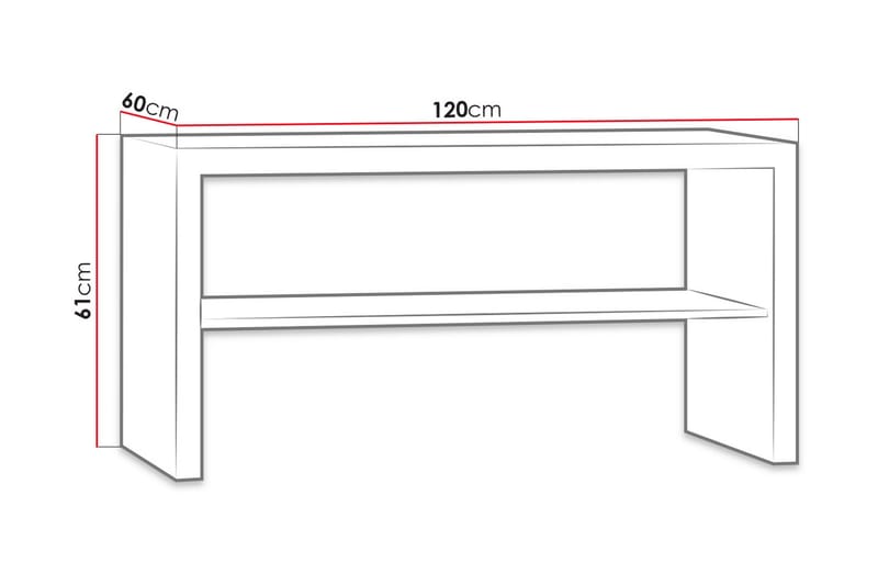 Benavila Soffbord 120 cm med Förvaring Hyllor - Beige/Grå - Soffbord