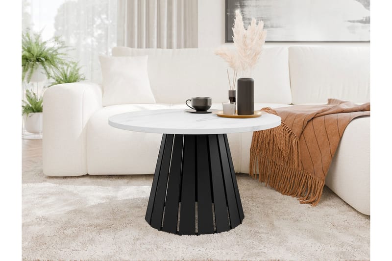 Berber 75 cm Runt Soffbord i Målat Trä - Svart|Vit - Möbler - Bord & matgrupper - Soffbord