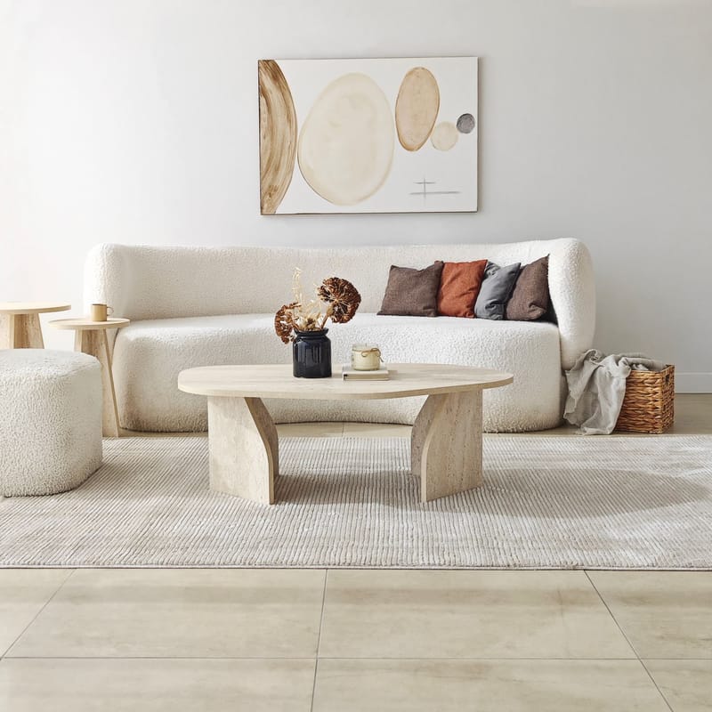Berriaren Soffbord 100 cm - travertin och rökfärgad - Möbler - Bord & matgrupper - Soffbord