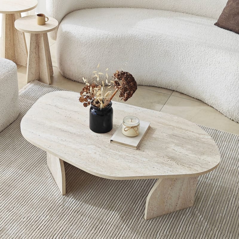Berriaren Soffbord 100 cm - travertin och rökfärgad - Möbler - Bord & matgrupper - Soffbord
