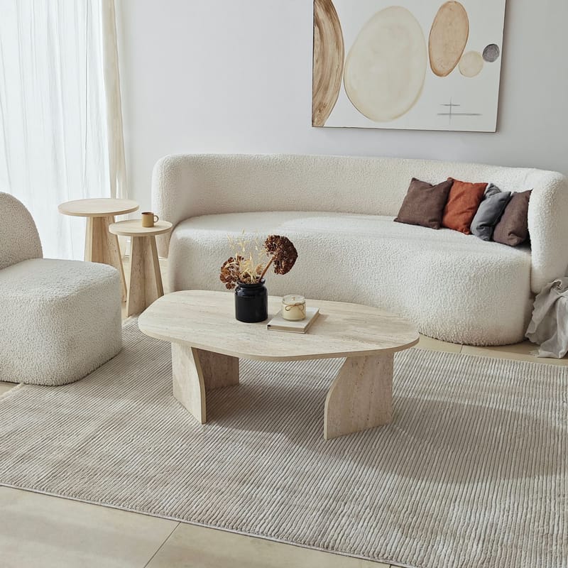 Berriaren Soffbord 100 cm - travertin och rökfärgad - Möbler - Bord & matgrupper - Soffbord