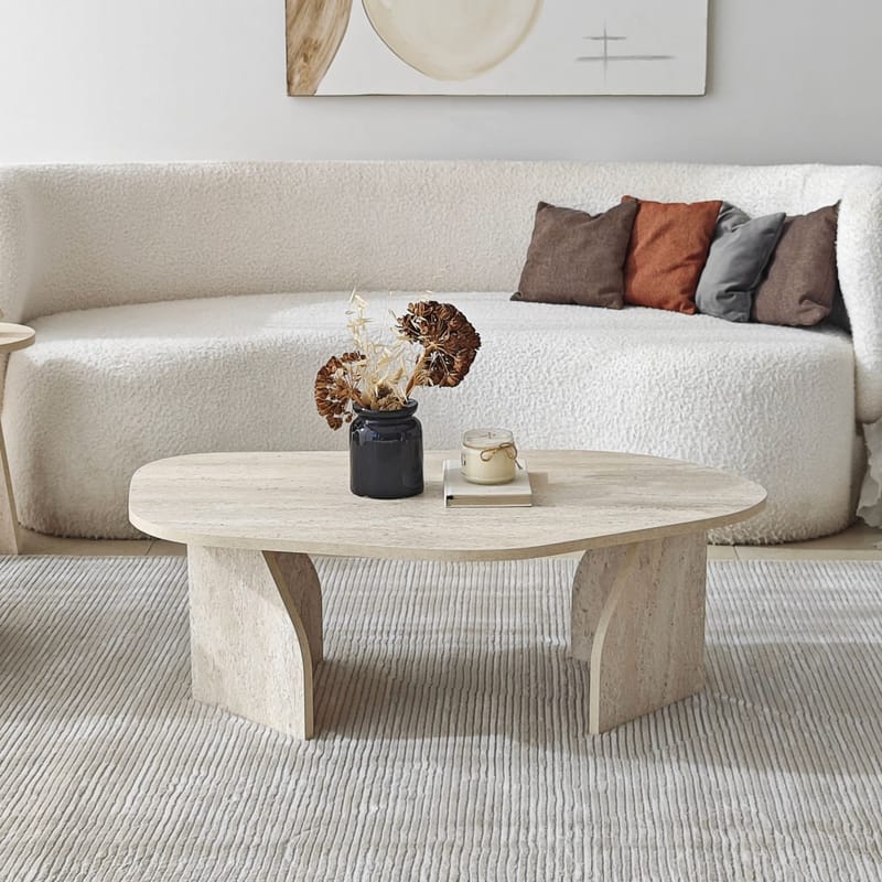 Berriaren Soffbord 100 cm - travertin och rökfärgad - Möbler - Bord & matgrupper - Soffbord