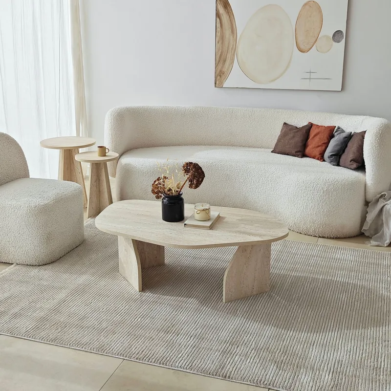 Berriaren Soffbord 100 cm - travertin och rökfärgad - Möbler - Bord & matgrupper - Soffbord