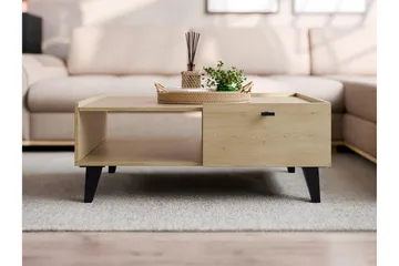 Betsi Rektangulärt Soffbord 100 cm med Lådor i Trä med Metallben - Beige - Möbler - Bord & matgrupper - Soffbord
