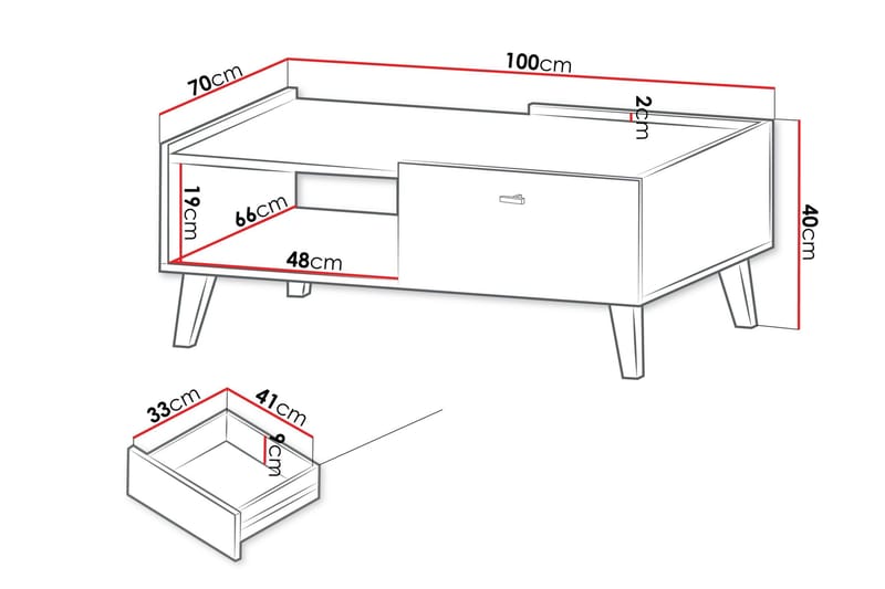 Betsi Rektangulärt Soffbord 100 cm med Lådor i Trä med Metallben - Beige - Möbler - Bord & matgrupper - Soffbord