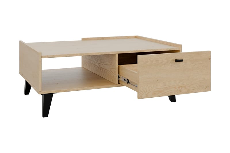 Betsi Rektangulärt Soffbord 100 cm med Lådor i Trä med Metallben - Beige - Möbler - Bord & matgrupper - Soffbord