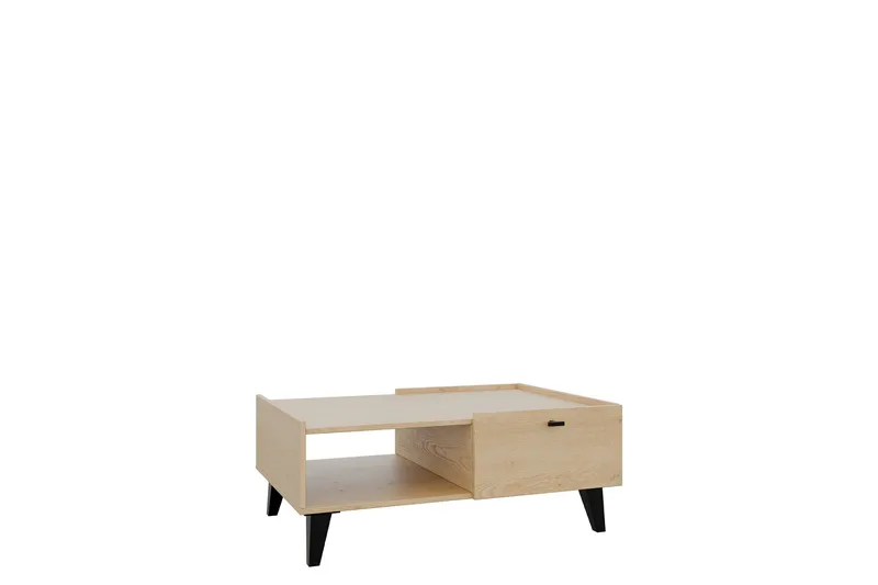 Betsi Rektangulärt Soffbord 100 cm med Lådor i Trä med Metallben, Beige