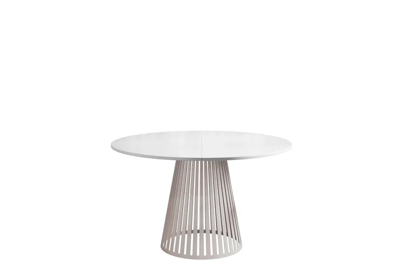 Beylen Litet Runt Matbord 100 cm med Träutseende, Vit / Beige