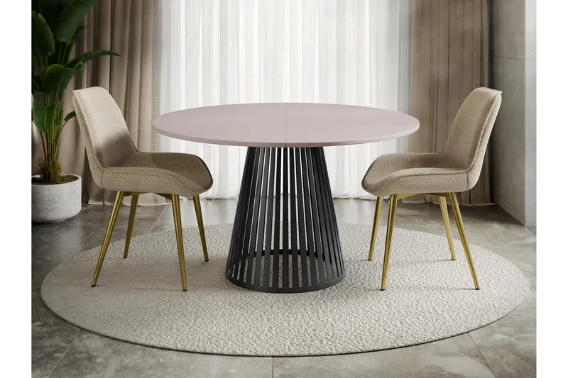 Beylen Matbord 120 cm Rund - Beige/Svart - Möbler - Bord & matgrupper - Matbord & köksbord