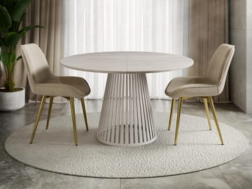 Beylen Matbord Rund Förlängningsbart 120-196 cm - beige travertin - Möbler - Bord & matgrupper - Matbord & köksbord