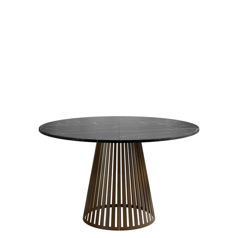 Beylen Matbord Rund Förlängningsbart 120-196 cm, Svart marmor/Koppar