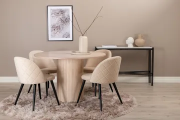 Biana Matgrupp 100 cm Rund inkl 4 Velvets Stolar - Beige/Svart - Möbler - Bord & matgrupper - Matgrupper