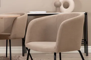 Biana Matgrupp 110 cm Rund inkl 4 Berita Stolar - Beige/Svart - Möbler - Bord & matgrupper - Matgrupper
