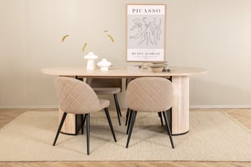 Biana Matgrupp 200 cm Oval inkl 4 Velvets Stolar - Beige/Svart - Möbler - Bord & matgrupper - Matgrupper