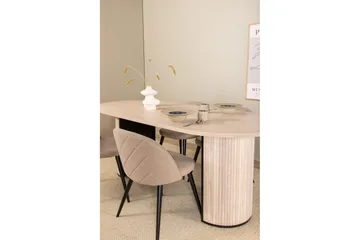 Biana Matgrupp 200 cm Oval inkl 4 Velvets Stolar - Beige/Svart - Möbler - Bord & matgrupper - Matgrupper