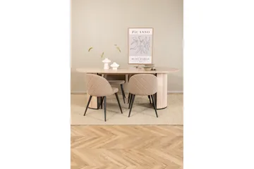 Biana Matgrupp 200 cm Oval inkl 4 Velvets Stolar - Beige/Svart - Möbler - Bord & matgrupper - Matgrupper