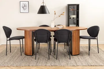 Biana Matgrupp 200 cm Oval inkl 6 Moncoll Stolar - Valnöt/Svart - Möbler - Bord & matgrupper - Matgrupper