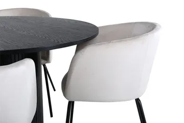 Bianca Matbord 110 cm Runt med 4 Berit Karmstol Sammet med Armstöd - Möbler - Bord & matgrupper - Matgrupper