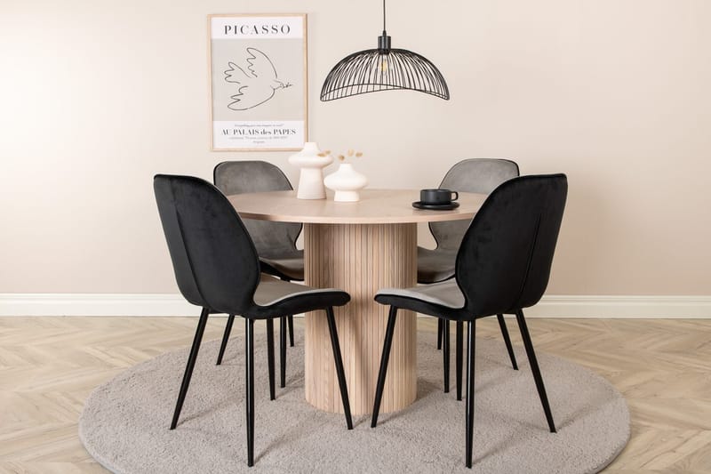 Bianca Matbord 110 cm Runt med 4 Emma Matstol