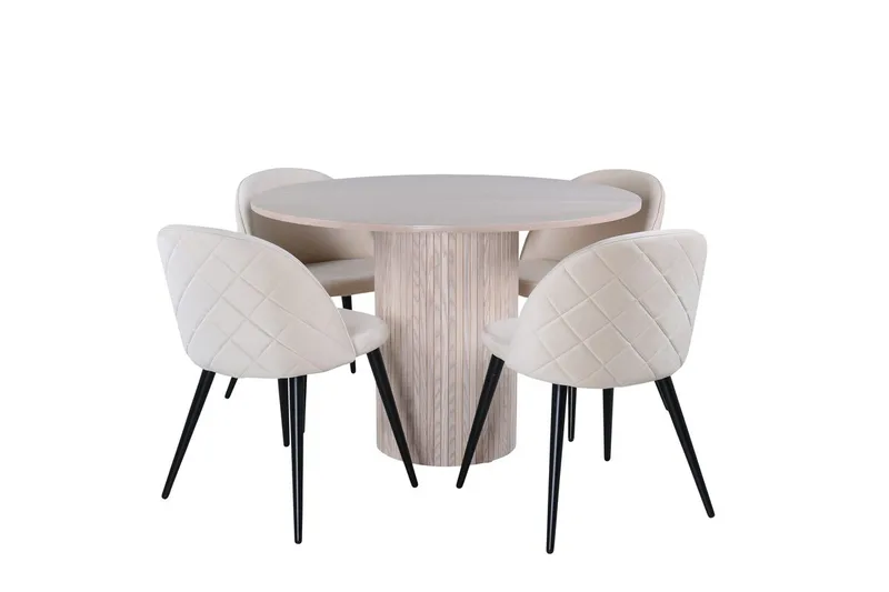 Bianca Matbord 110 cm Runt med 4 Velvet Stitches Matstol