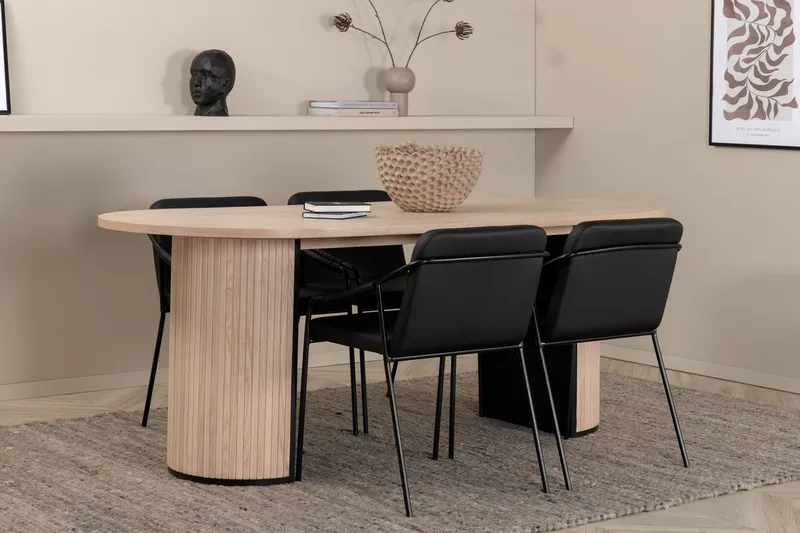 Bianca Matbord 200 cm Ovalt med 4 Tvista Barstol