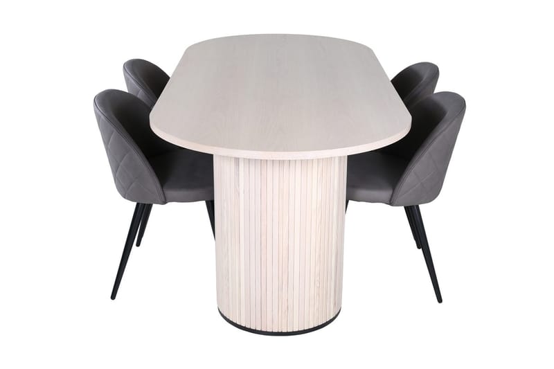 Bianca Matbord 200 cm Ovalt med 4 Velvet Stitches Matstol - Möbler - Bord & matgrupper - Matgrupper