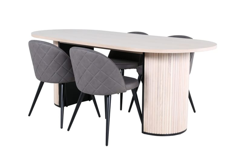 Bianca Matbord 200 cm Ovalt med 4 Velvet Stitches Matstol