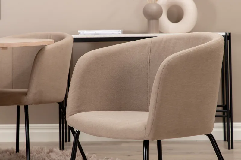 Bianca Matgrupp 110 cm Rund med 4 Berit stolar - Beige - Möbler - Bord & matgrupper - Matgrupper