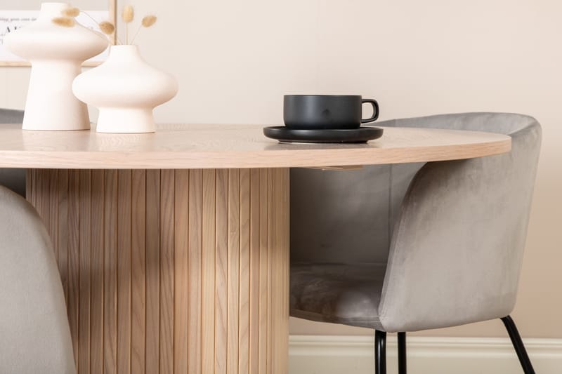 Bianca Matgrupp 110 cm Rund med 4 Berit stolar - Whitewash/Grå - Möbler - Bord & matgrupper - Matgrupper