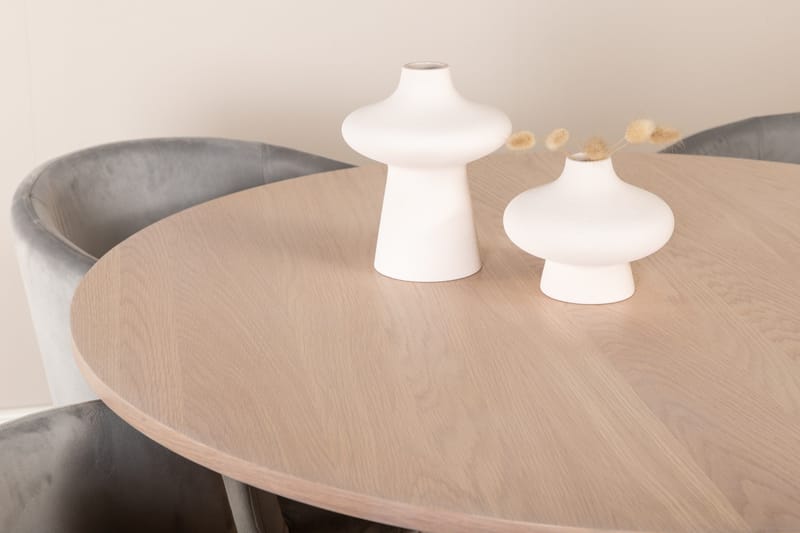 Bianca Matgrupp 110 cm Rund med 4 Berit stolar - Whitewash/Grå - Möbler - Bord & matgrupper - Matgrupper