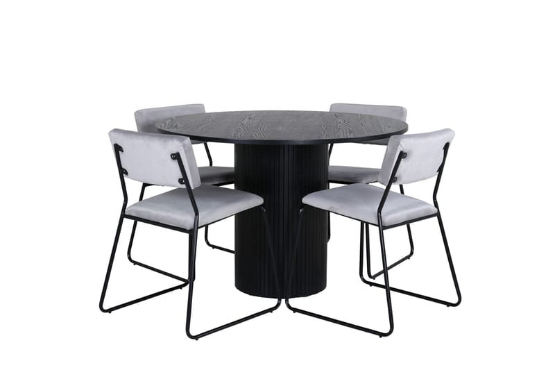 Bianca Matgrupp 110 cm Rund med 4 Kenth stolar, Svart
