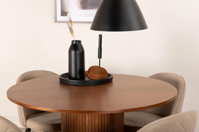 Bianca Matgrupp 110 cm Rund med 4 Velvet stolar - Beige - Möbler - Bord & matgrupper - Matgrupper