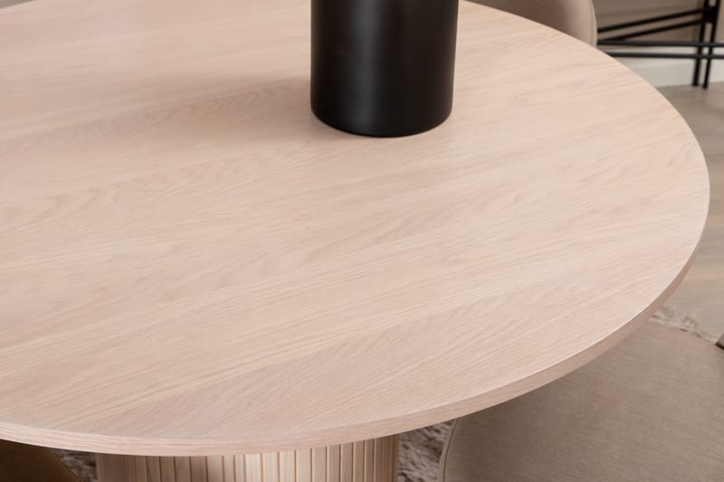 Bianca Matgrupp 110 cm Rund med 4 Velvet stolar - Beige - Möbler - Bord & matgrupper - Matgrupper