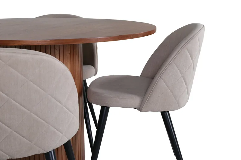 Bianca Matgrupp 110 cm Rund med 4 Velvet stolar - Beige - Möbler - Bord & matgrupper - Matgrupper
