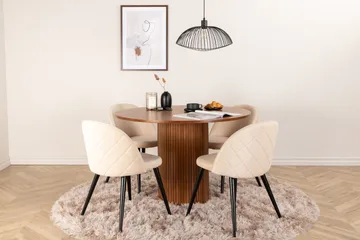 Bianca Matgrupp 110 cm Rund med 4 Velvet stolar - Beige - Möbler - Bord & matgrupper - Matgrupper