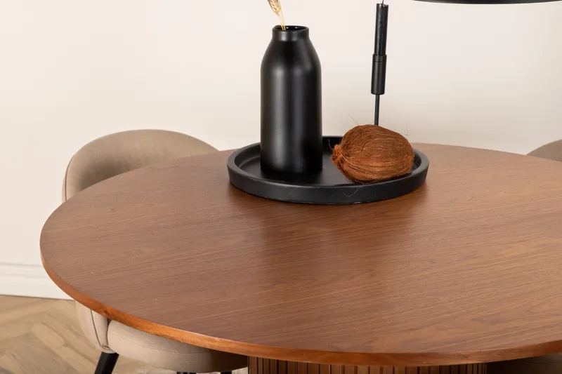 Bianca Matgrupp 110 cm Rund med 4 Velvet stolar - Beige - Möbler - Bord & matgrupper - Matgrupper