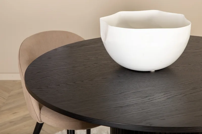 Bianca Matgrupp 110 cm Rund med 4 Velvet stolar - Beige - Möbler - Bord & matgrupper - Matgrupper