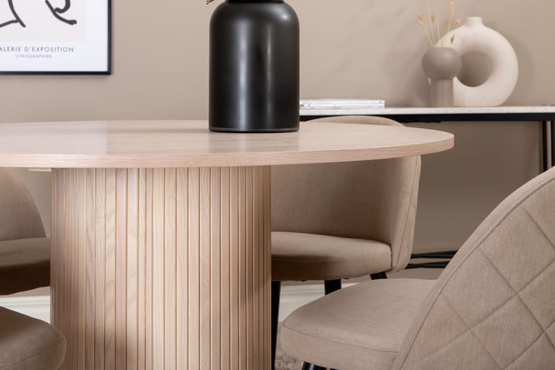 Bianca Matgrupp 110 cm Rund med 4 Velvet stolar - Beige - Möbler - Bord & matgrupper - Matgrupper