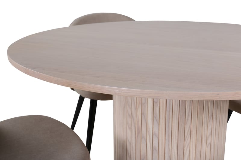 Bianca Matgrupp 110 cm Rund med 4 Velvet stolar - Beige - Möbler - Bord & matgrupper - Matgrupper
