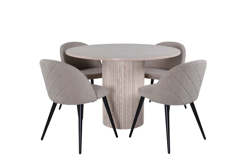 Bianca Matgrupp 110 cm Rund med 4 Velvet stolar - Beige - Möbler - Bord & matgrupper - Matgrupper