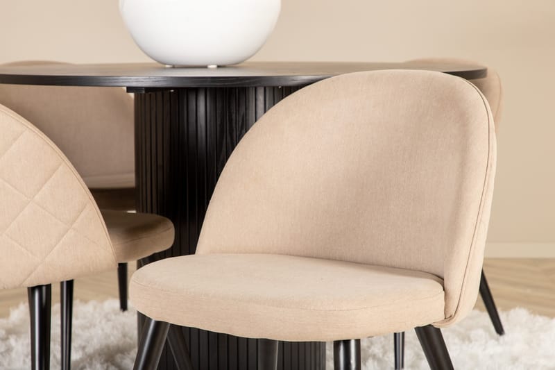 Bianca Matgrupp 110 cm Rund med 4 Velvet stolar - Beige - Möbler - Bord & matgrupper - Matgrupper