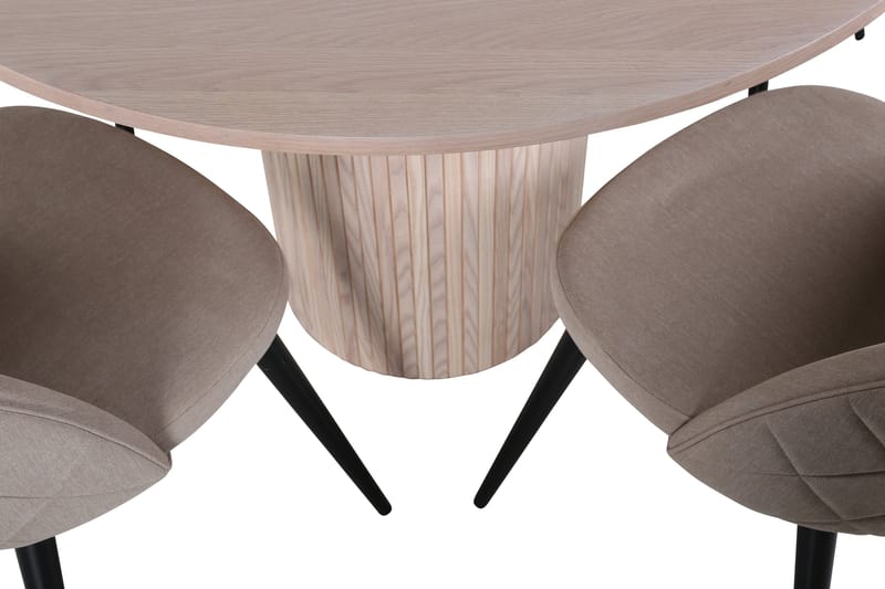 Bianca Matgrupp 110 cm Rund med 4 Velvet stolar - Beige - Möbler - Bord & matgrupper - Matgrupper