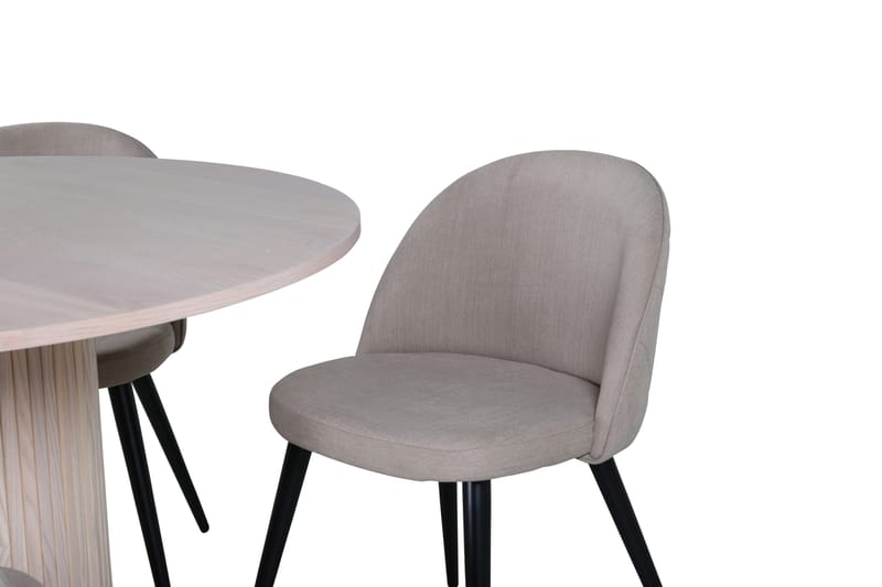 Bianca Matgrupp 110 cm Rund med 4 Velvet stolar - Beige - Möbler - Bord & matgrupper - Matgrupper