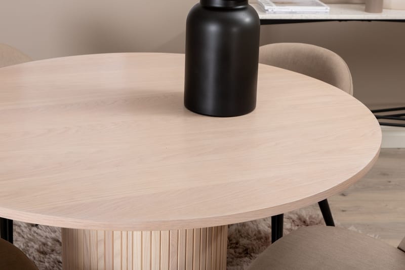 Bianca Matgrupp 110 cm Rund med 4 Velvet stolar - Beige - Möbler - Bord & matgrupper - Matgrupper