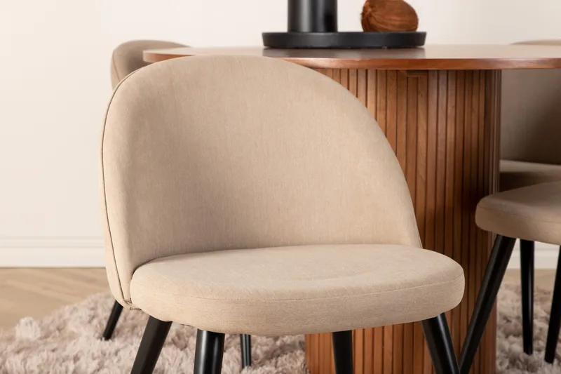 Bianca Matgrupp 110 cm Rund med 4 Velvet stolar - Beige - Möbler - Bord & matgrupper - Matgrupper